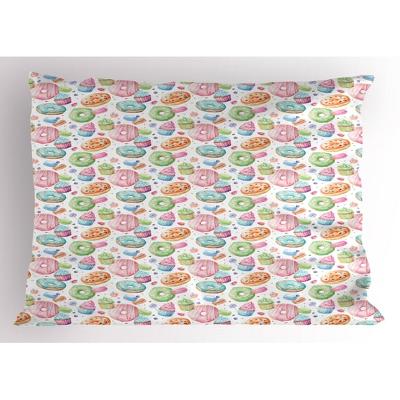 Ambesonne Dessert Pillow Sham, Whipped Creamed Muffin, 26" X 20", Multicolor