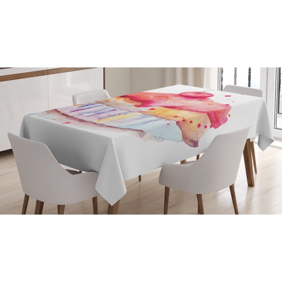 Ambesonne Dessert Tablecloth Rectangular Table Cover, Ink Splatter Cupcake, 60"x84", Multicolor