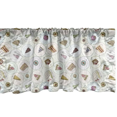Ambesonne Dessert Window Valance, Cakes Slices and Cupcakes, 54" X 18", Multicolor