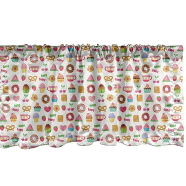 Ambesonne Dessert Window Valance, Cconfectionary Candies, 54" X 18", Multicolor