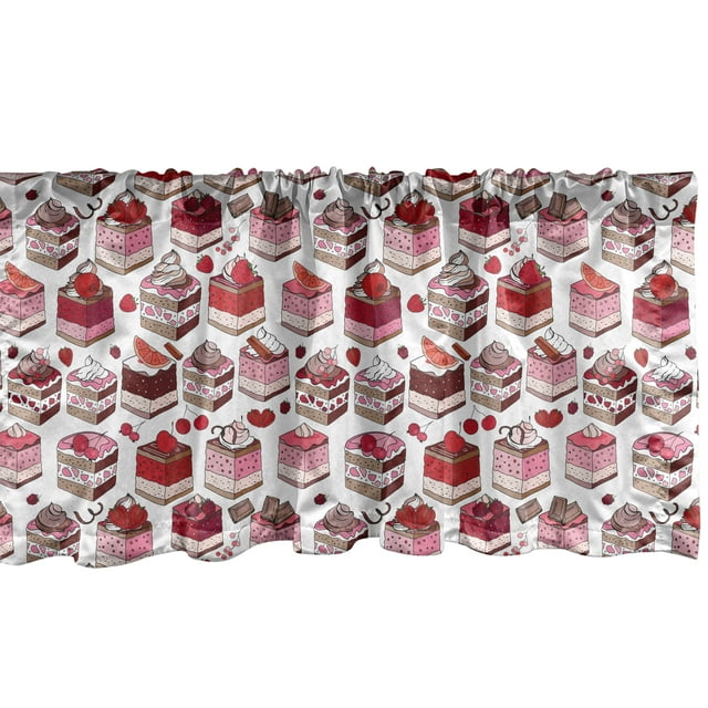 Ambesonne Dessert Window Valance, Delicious Cake Slices Food, 54" X 18", Multicolor