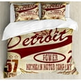 thumbnail image 1 of Ambesonne Detroit Duvet Cover Sets, Vintage Michigan Auto, 2-King, Pale Yellow Burgundy, 1 of 6