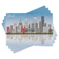 thumbnail image 1 of Ambesonne Detroit Place Mats Set of 4, Cityscape Skyscrapers, Standard Size, Multicolor, 1 of 6