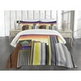 thumbnail image 1 of Ambesonne Detroit Quilted Bedspread Set 3 Pcs, Retro Style Metropolis, King Size, Multicolor, 1 of 5