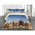 thumbnail image 1 of Ambesonne Detroit Quilted Bedspread Set 3 Pcs, Serene Waterfront View, King Size, Multicolor, 1 of 5