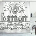 thumbnail image 1 of Ambesonne Detroit Shower Curtain, Building Letter Balloon, 69"Wx70"L, Black and White, 1 of 3