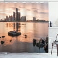 thumbnail image 1 of Ambesonne Detroit Shower Curtain, Idyllic Sunset View, 69"Wx75"L, Coral Dark Brown, 1 of 3