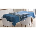 thumbnail image 1 of Ambesonne Detroit Tablecloth Rectangular Table Cover, Downtown Shoreline, 52"x70", Pale Blue White Grey, 1 of 3