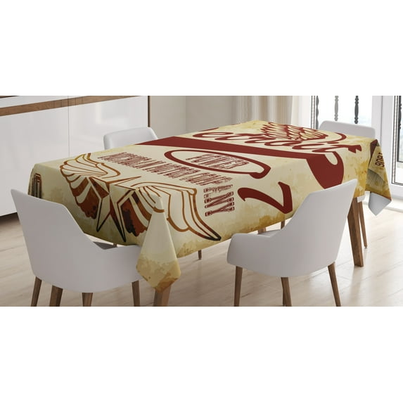 Ambesonne Detroit Tablecloth Rectangular Table Cover, Vintage Michigan Auto, 60"x90", Pale Yellow Burgundy