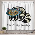 thumbnail image 1 of Ambesonne Dia de Los Muertos Kitchen Curtains, Folk Raccoon, 55"x39", Multicolor, 1 of 2