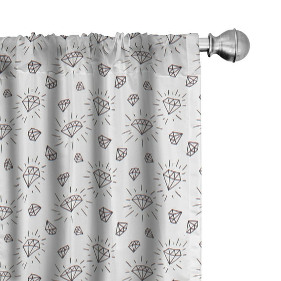 Ambesonne Diamonds Curtains, Hand Drawn Crystals, Pair of 28"x63", Black White