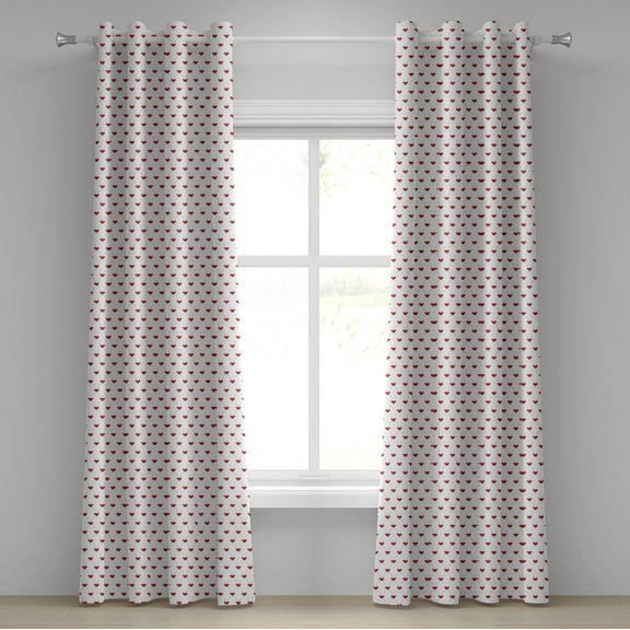 Ambesonne Diamonds Grommet Curtain, Dotted Pattern Stones, 50" x 96", Blue Grey Ruby