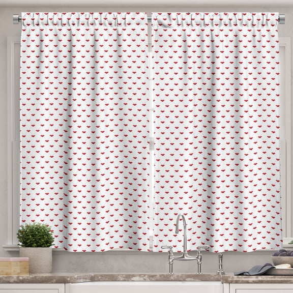 Ambesonne Diamonds Kitchen Curtains, Dotted Pattern Stones, 55"x45", Blue Grey Ruby