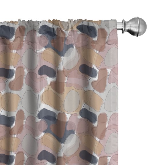 Ambesonne Digital Art Curtains, Stone Sketches Pattern, Pair of 28"x95", Pale Rose Pale Tan and White