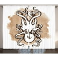 thumbnail image 1 of Ambesonne Digital Curtains 2 Panel Set, Kraken Monster, 108" x 84", Tan White, 1 of 3