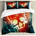 thumbnail image 1 of Ambesonne Digital Duvet Cover Set, Computer Art Display, Queen, Scarlet Teal, 1 of 3