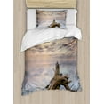 thumbnail image 1 of Ambesonne Digital Duvet Cover Set, Sunrise on Sandy Beach, Twin, Yellow and Tan, 1 of 3