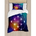 thumbnail image 1 of Ambesonne Digital Duvet Cover Sets, Circles Grid Esoteric, 2-Twin, Indigo, 1 of 3