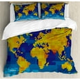 thumbnail image 1 of Ambesonne Digital Duvet Cover Sets, Geometric Modern, 2-Queen, Earth Yellow Sky Blue, 1 of 7