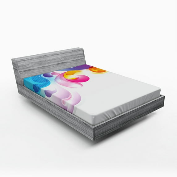 Ambesonne Digital Fitted Sheet, Abstract Paintbrush, Queen Size, Multicolor