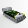 thumbnail image 1 of Ambesonne Digital Fitted Sheet, Bike Riders on Mountain, Twin Size, Hunter Green, 1 of 2
