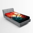 thumbnail image 1 of Ambesonne Digital Fitted Sheet, Computer Art Display, Twin XL Size, Scarlet Teal, 1 of 2