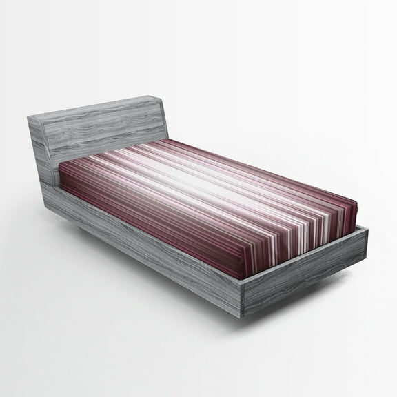 Ambesonne Digital Fitted Sheet, Futuristic Computer Art, Twin XL Size, Plum Mauve Grey