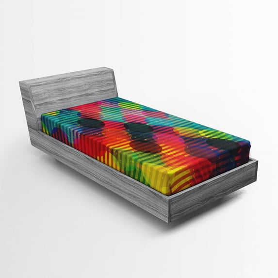 Ambesonne Digital Fitted Sheet, Futuristic, Twin XL Size, Multicolor