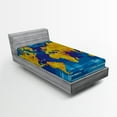 thumbnail image 1 of Ambesonne Digital Fitted Sheet, Geometric Modern, Twin XL Size, Earth Yellow Sky Blue, 1 of 2