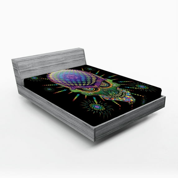 Ambesonne Digital Fitted Sheet, Halloween Mexico Skull, Full Size, Multicolor