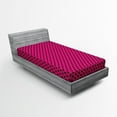 thumbnail image 1 of Ambesonne Digital Fitted Sheet, Modern Diamond Check Design, Twin Size, Fuchsia and Black, 1 of 2