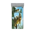thumbnail image 1 of Ambesonne Digital Fitted Sheet & Pillow Sham Set, Jurassic Monster Fossil, Twinxl, Sky Blue Fern Green, 1 of 2