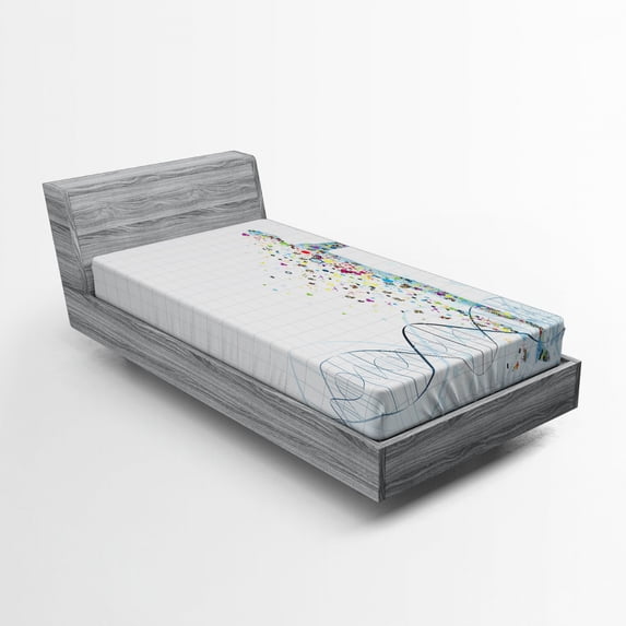 Ambesonne Digital Fitted Sheet, Psychedelic Human, Twin Size, Pale Blue