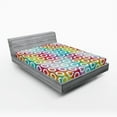 thumbnail image 1 of Ambesonne Digital Fitted Sheet, Rounds on Fractal Backdrop, Queen Size, Multicolor, 1 of 2