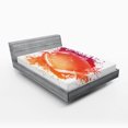 thumbnail image 1 of Ambesonne Digital Fitted Sheet, Rugby Ball Sport Splash, Full Size, Orange Red, 1 of 2