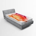 thumbnail image 1 of Ambesonne Digital Fitted Sheet, Rugby Ball Sport Splash, Twin Size, Orange Red, 1 of 2
