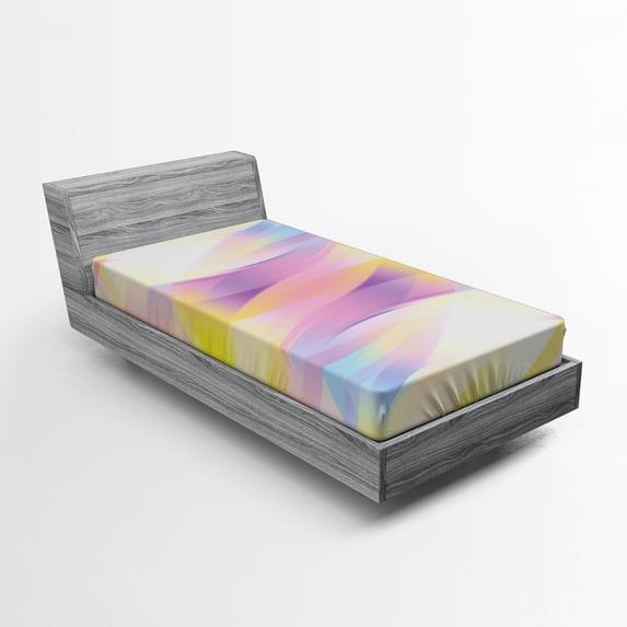 Ambesonne Digital Fitted Sheet, Shady Gradient, Twin XL Size, Yellow Purple Peach
