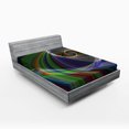 thumbnail image 1 of Ambesonne Digital Fitted Sheet, Spiral Motion, Queen Size, Green Purple, 1 of 2