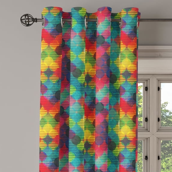 Ambesonne Digital Grommet Curtain Single Panel, Futuristic, 50"x60", Multicolor