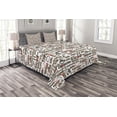 thumbnail image 1 of Ambesonne Digital Quilted Bedspread Set 3 Pcs, Coffee Words Cafe Shop, King Size, Dark Brown Caramel, 1 of 3