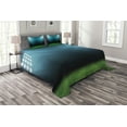 thumbnail image 1 of Ambesonne Digital Quilted Bedspread Set 3 Pcs, Night at Stadium, King Size, Forest Green Teal, 1 of 3