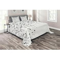 thumbnail image 1 of Ambesonne Digital Quilted Coverlet 3 Pcs, Radiant Rectangle Parallel, Queen Size, Ash White, 1 of 2