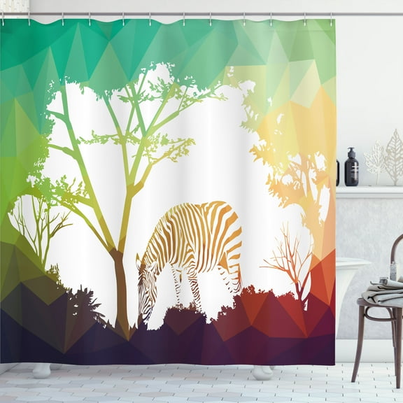 Ambesonne Digital Shower Curtain, Colorful Savannah Zebra, 69"Wx70"L, Multicolor