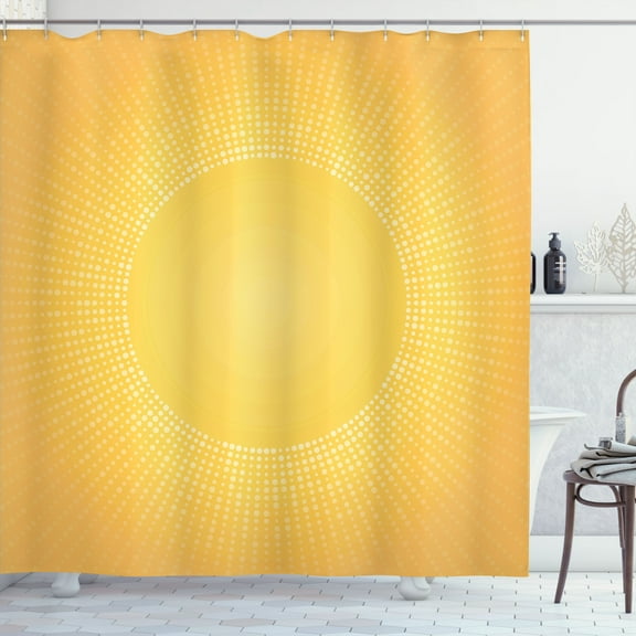 Ambesonne Digital Shower Curtain, Modern Sunshine Circle, 69"Wx75"L, Yellow and White