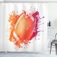 thumbnail image 1 of Ambesonne Digital Shower Curtain, Rugby Ball Sport Splash, 69"Wx84"L, Orange Red, 1 of 5