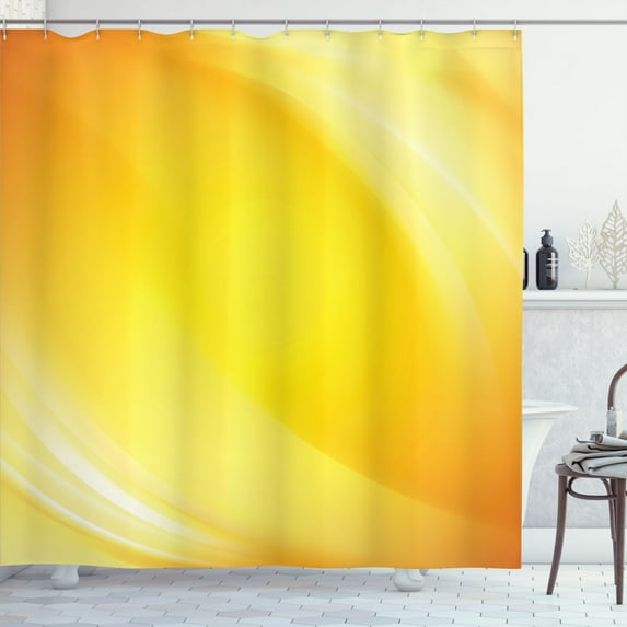 Ambesonne Digital Shower Curtain, Yellow Lines Ombre, 69"Wx75"L, Yellow and White