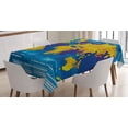 thumbnail image 1 of Ambesonne Digital Tablecloth Rectangular Table Cover, Geometric Modern, 52"x70", Earth Yellow Sky Blue, 1 of 4