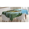 thumbnail image 1 of Ambesonne Digital Tablecloth Rectangular Table Cover, Jurassic Monster Fossil, 52"x70", Sky Blue Fern Green, 1 of 4