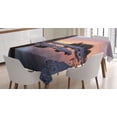 thumbnail image 1 of Ambesonne Digital Tablecloth Rectangular Table Cover, Sunset Sea Stacks Beach, 60"x90", Orange and Grey, 1 of 4