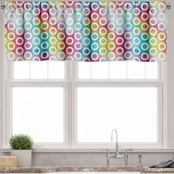 Ambesonne Digital Valance Pack of 2, Rounds on Fractal Backdrop, 42"X18", Multicolor